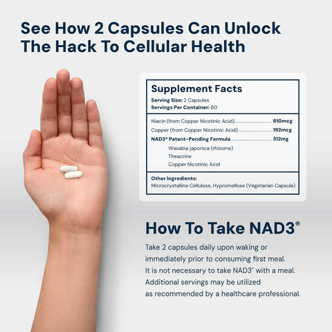 NAD3® 120 • An All Natural NAD+ Booster® Dietary Supplement (2 Month Supply)