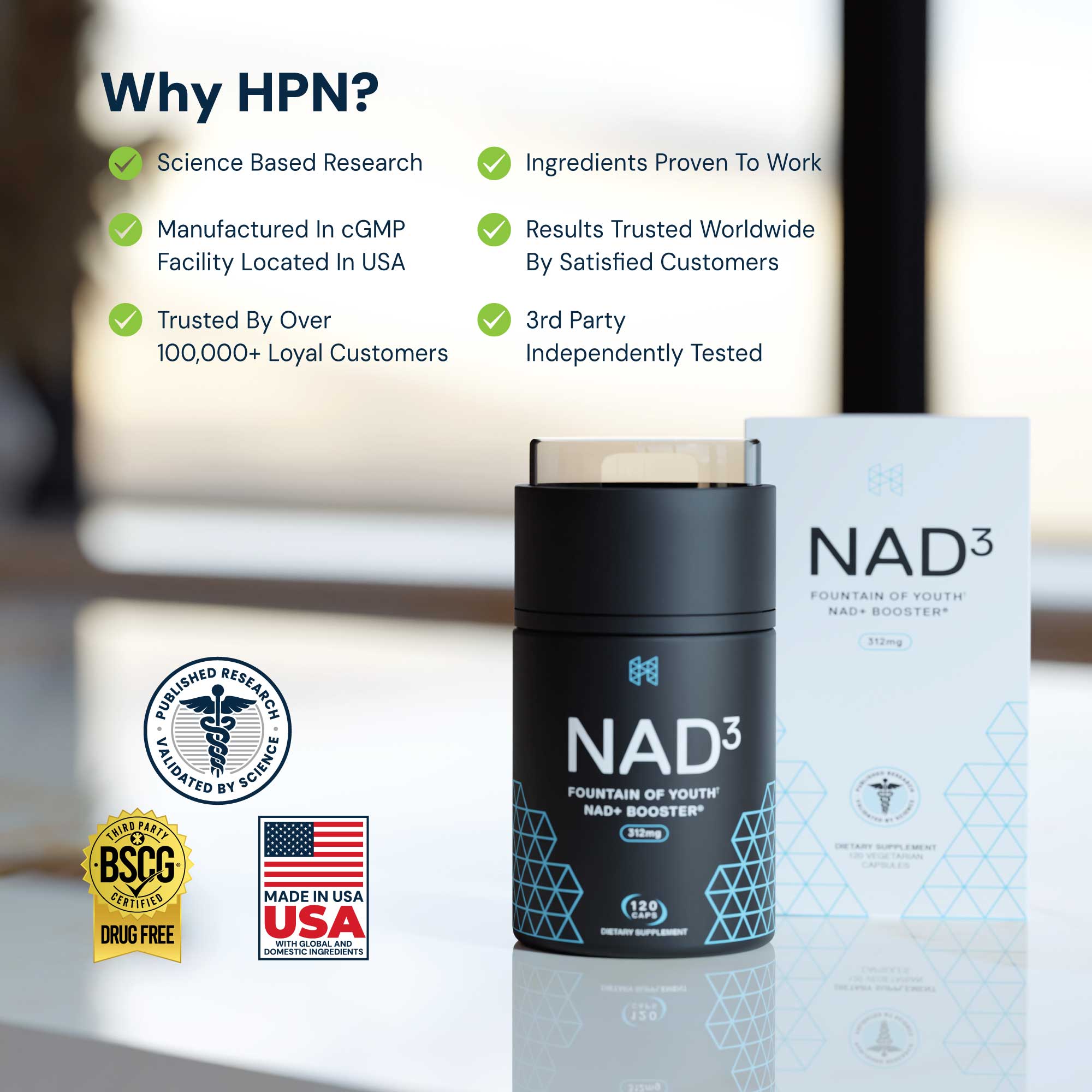 NAD3® 120 • An All Natural NAD+ Booster® Dietary Supplement (2 Month Supply)