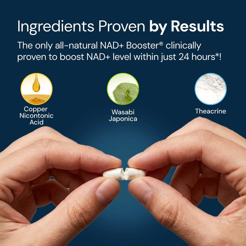NAD3® 60 • Un suplemento dietético totalmente natural NAD+ Booster® (suministro para 1 mes) 