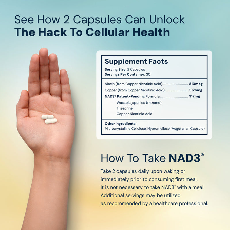 NAD3® 60 • An All Natural NAD+ Booster® Dietary Supplement (1 Month Supply)
