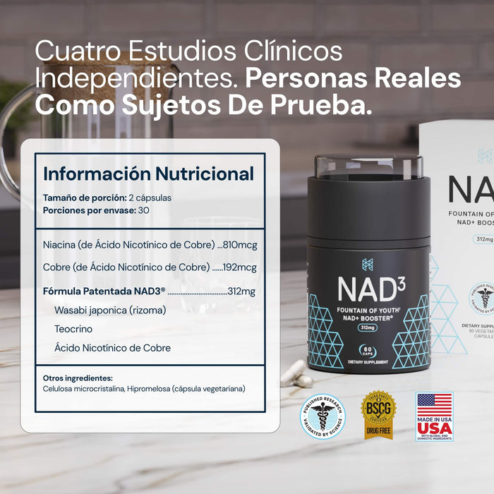 NAD3® 30 • An All Natural NAD+ Booster® Dietary Supplement (15 Day Supply)